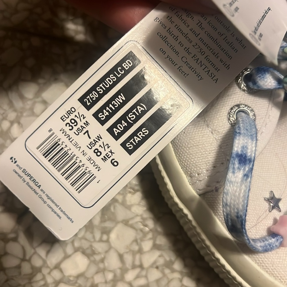 Nwt superga star white sneakers 39.5 - Picture 6 of 7